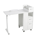 Beauty-Ace COMPACT Folding Manicure Table With Cabinet Storage (White) Ba3902 FF-DPI-NTBL-3902-WHT