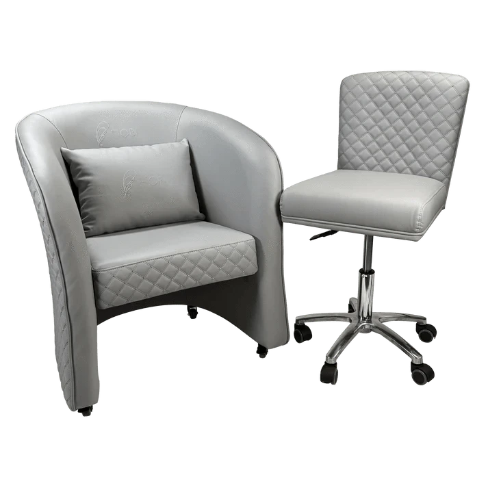 WS Nails FIORI Relax Customer Chair WSN-Light Grey / Customer Chair + Technician Stool DSP-WSN-CUCHR-TCSTL-SET-LGTGRY