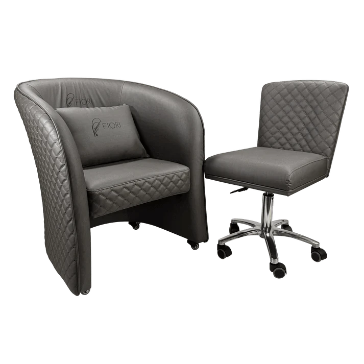 WS Nails FIORI Relax Customer Chair WSN-Grey / Customer Chair + Technician Stool DSP-WSN-CUCHR-TCSTL-SET-GRY