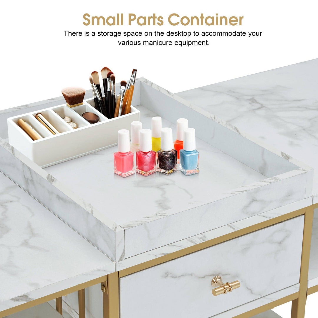Brooks Salon Furnishing Double Acetone Resistant Manicure Table White DSP-BBP-NTBL-6153-GS2456W