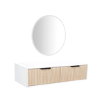 Keller International Nouveau Tambour Wall Mounted Station Natural Oak / Add Mirror - White (K-R90) DSP-KEL-SYSTL-K7720-NATURALOAK