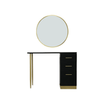 Keller International Taylor Leg Styling Station Black / With Mirror-Gold DSP-KEL-SYSTL-K7666B-CABINET-BLACK