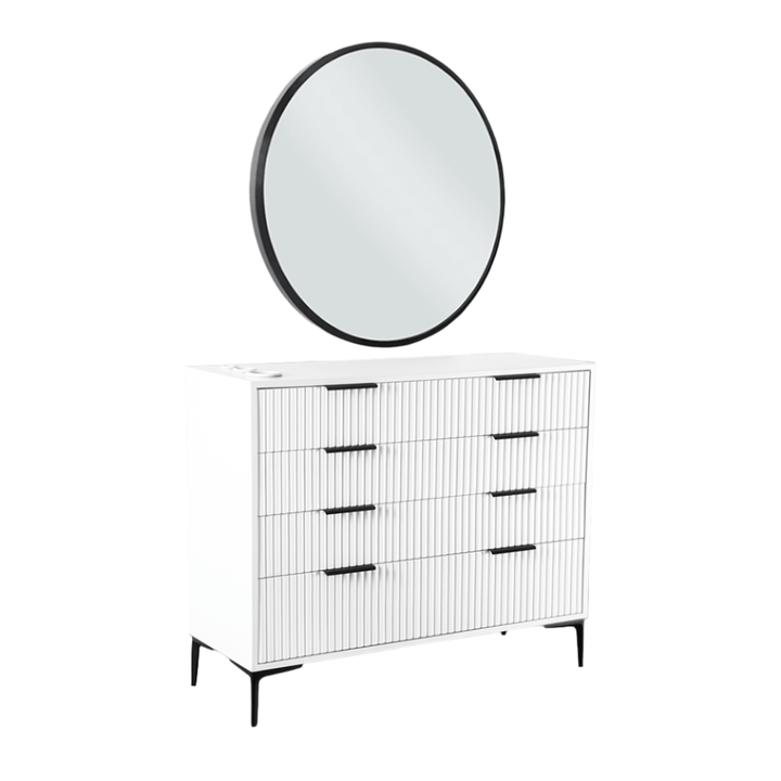 Keller International Nouveau Tambour Styling Station White / Add Mirror - Black (K-R90) DSP-KEL-SYSTL-K7795-WHITE