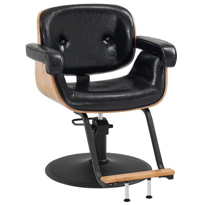 Brooks Salon Furnishing TimelessElegance Wooden Swivel Hair Styling Salon Chair Black FF-BBP-SYCHR-M9262-BLK