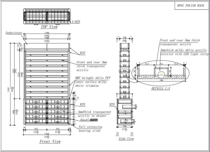 LUX SPA Lux M2 Double Side Access Polish & Powder Rack With Drawers DSP-BBP-NRTBL-M2