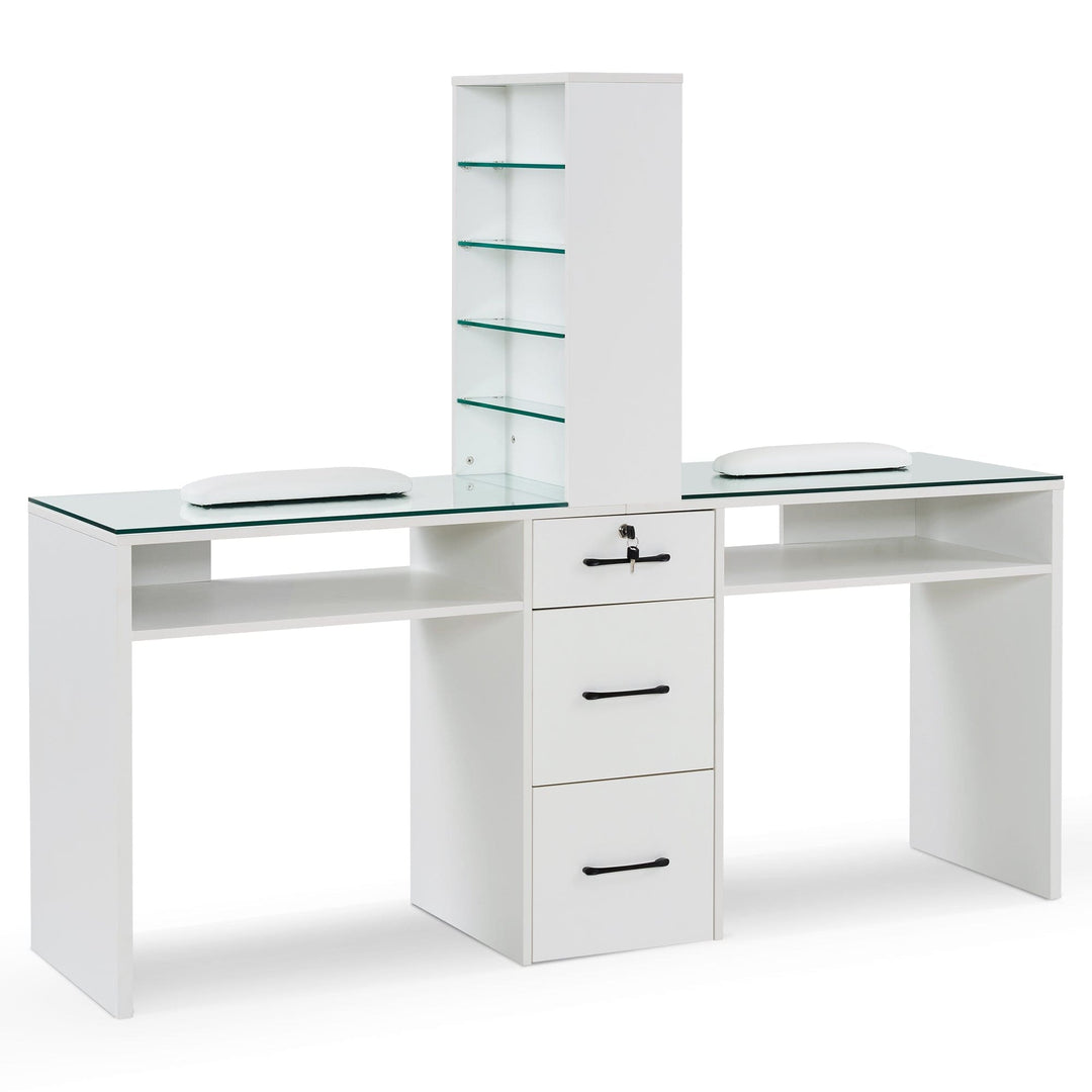 Brooks Salon Furnishing Dual Elegance Manicure Station White DSP-BBP-NTBL-6153-DC2666W