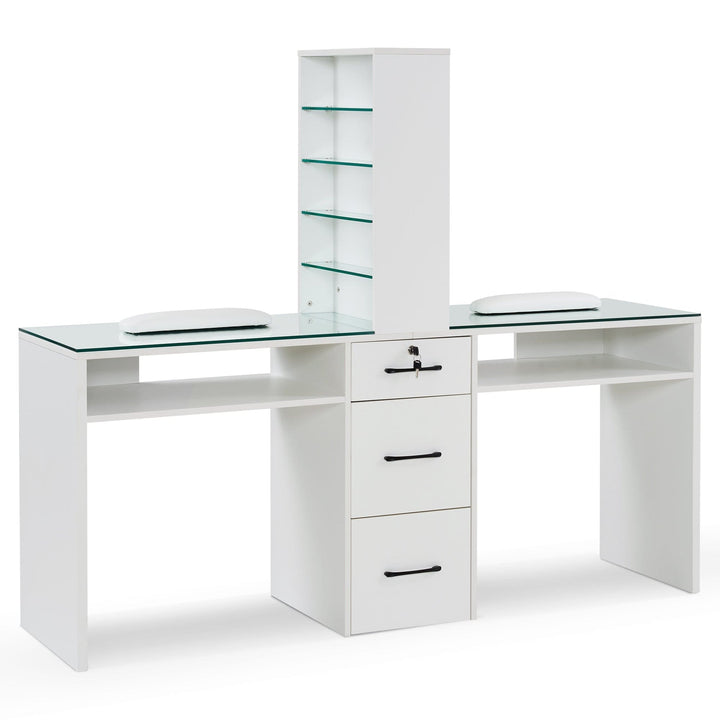 Brooks Salon Furnishing Dual Elegance Manicure Station White DSP-BBP-NTBL-6153-DC2666W