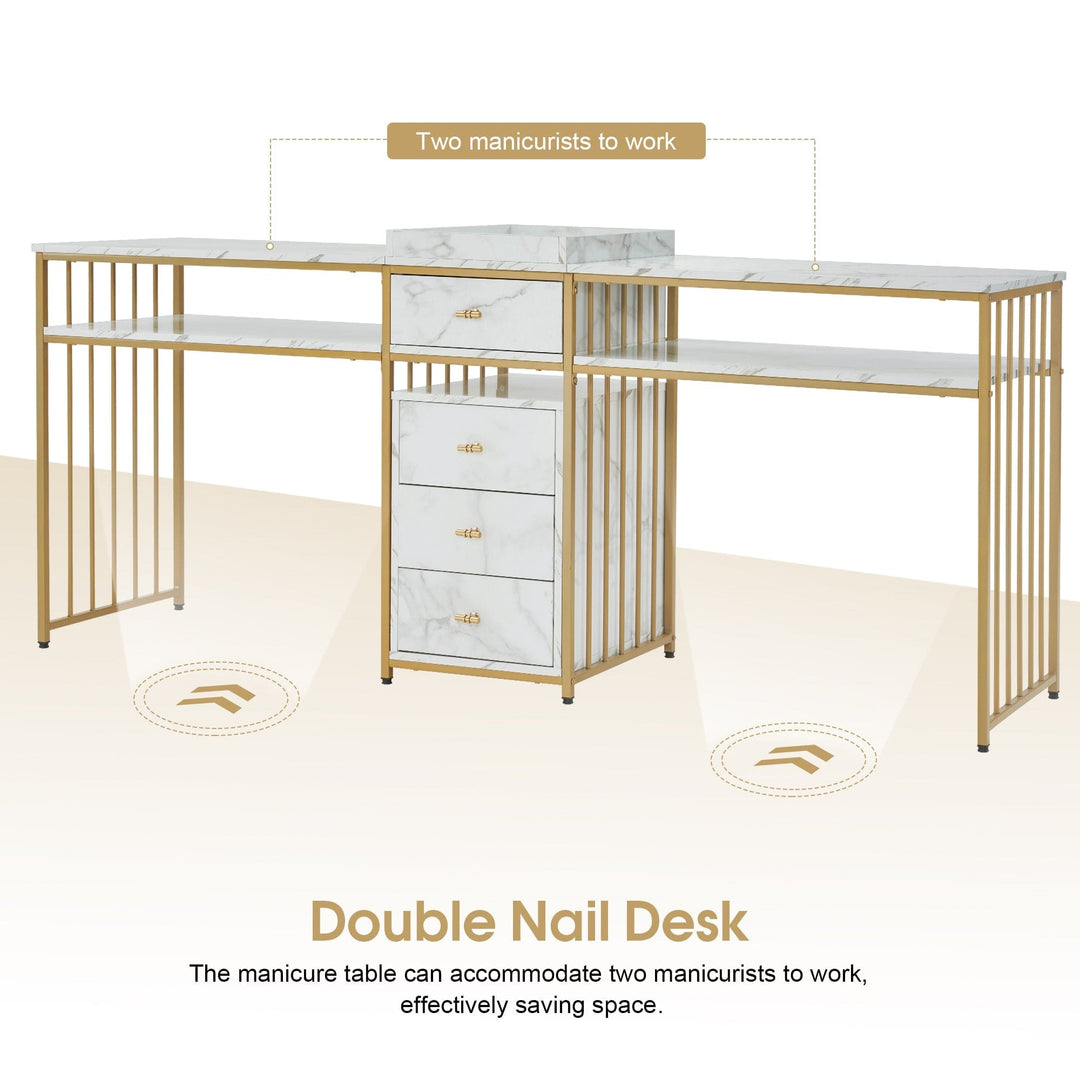 Brooks Salon Furnishing Double Acetone Resistant Manicure Table White DSP-BBP-NTBL-6153-GS2456W