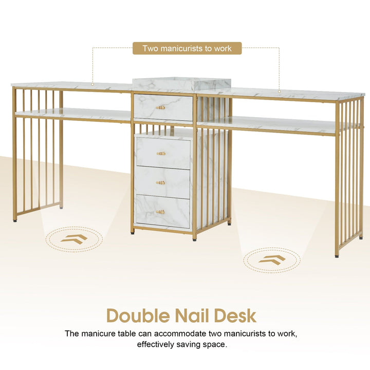 Brooks Salon Furnishing Double Acetone Resistant Manicure Table White DSP-BBP-NTBL-6153-GS2456W