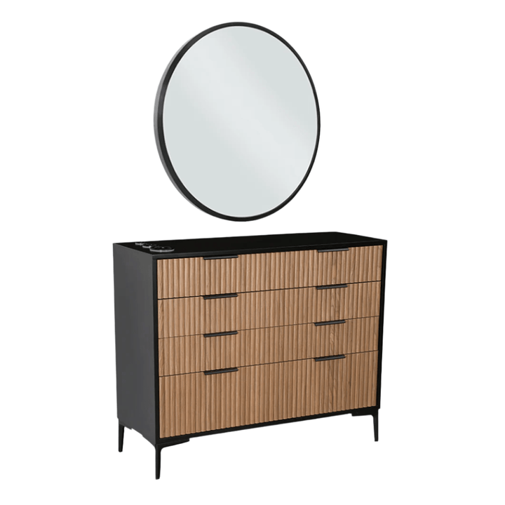 Keller International Noir Tambour Styling Station Add Mirror - Black (K-R90) DSP-KEL-SYSTL-K7799-WALNUT