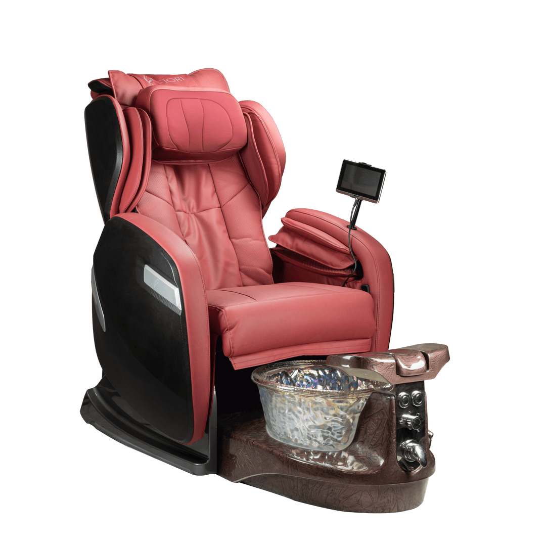 WS Nails Fiori 9000 Pedicure Spa Fi9-Red / Fi9-Satin Mocha Crystal / Yes