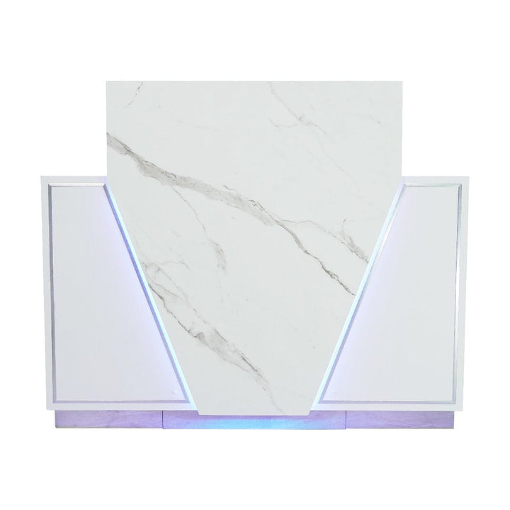 LUX SPA Lux V550 Reception Front Desk Marble Design With Led White DSP-LUX-NRTBL-V550-WHT