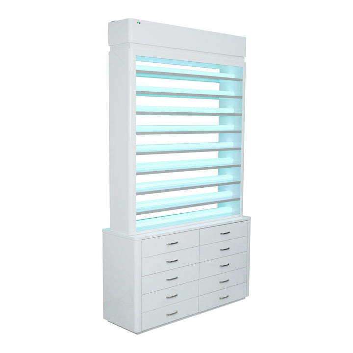 LUX SPA Lux M2 Double Side Access Polish & Powder Rack With Drawers DSP-BBP-NRTBL-M2