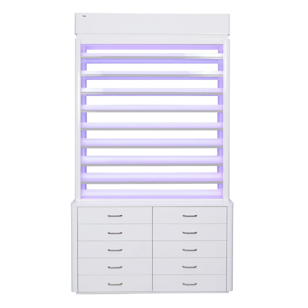 LUX SPA Lux M2 Double Side Access Polish & Powder Rack With Drawers DSP-BBP-NRTBL-M2