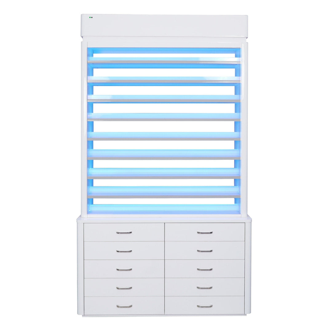 LUX SPA Lux M2 Double Side Access Polish & Powder Rack With Drawers DSP-BBP-NRTBL-M2