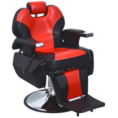 ShopSalonCity BarberPub Hydraulic Recline Barber Chair  6154-2688 Black&Red / Steel Frame/ Faux Leather FF-BAP-6154-2688-BLKRED