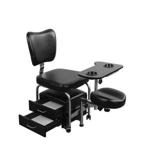 Beauty-Ace 2 IN 1 Compact Mobile Manicure Pedicure Chair, Nail Salon Station BA3506 Black FF-DPI-PDCHR-3506-BLK-KIT