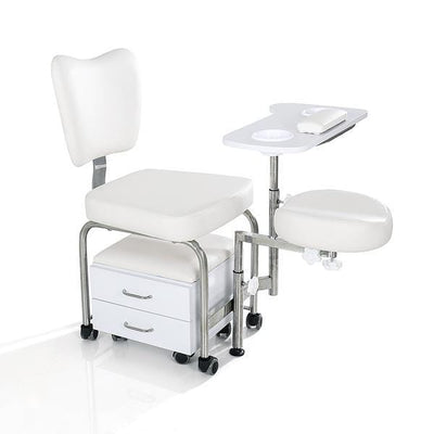 Beauty-Ace 2 IN 1 Compact Mobile Manicure Pedicure Chair, Nail Salon Station BA3506 White FF-DPI-PDCHR-3506-WH-KIT