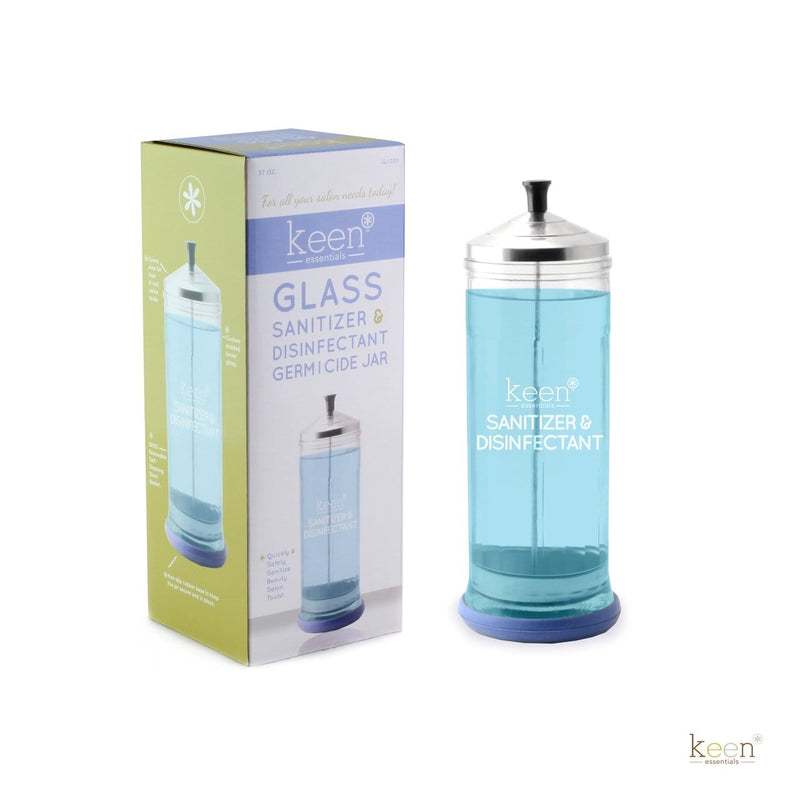 Keen Essentials Sanitizer & Disinfectant Glass Barbicide Jar - Large 37 oz JUN-KGJR-035