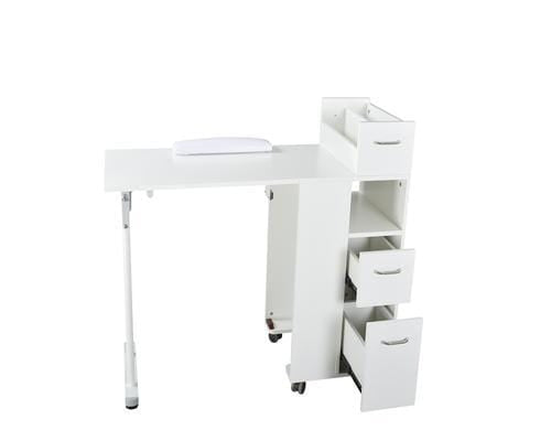 Beauty-Ace Compact Folding Manicure Table with Cabinet Storage (White) BA3902 FF-DPI-NTBL-3902-WHT