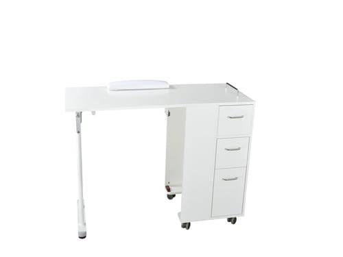 Beauty-Ace Compact Folding Manicure Table with Cabinet Storage (White) BA3902 FF-DPI-NTBL-3902-WHT