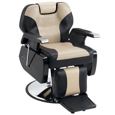 ShopSalonCity BarberPub Hydraulic Recline Barber Chair  6154-2688 Champagne / Steel Frame/ Faux Leather FF-BAP-6154-2688-CHA