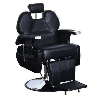 ShopSalonCity BarberPub Hydraulic Recline Barber Chair  6154-2688 Black / Steel Frame/ Faux Leather FF-BAP-6154-2688-BLK