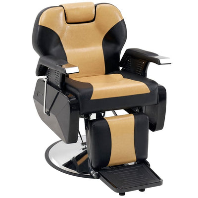 ShopSalonCity BarberPub Hydraulic Recline Barber Chair  6154-2688 Yellow&Black / Steel Frame/ Faux Leather FF-BAP-6154-2688-YLW