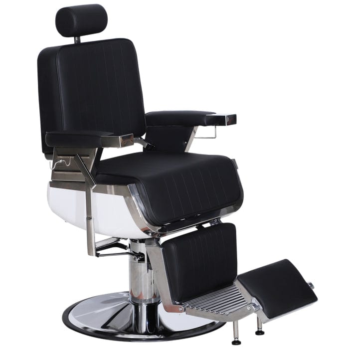 BarberPub Classic Modern Heavy Duty Metal Vintage Barber Chair Black / No Thanks