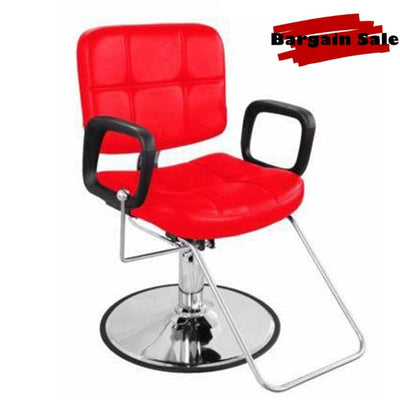 BarberPub Reclining Hydraulic Barber Chair Salon Red / No Thanks FF-BBP-6154-9837-RED
