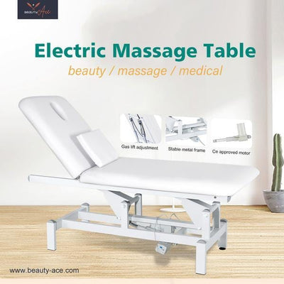 Beauty-Ace 2 Section Adjustable Electric  Beauty Beds/Massage Table with 2 Motors (White) BA8231 FF-DPI-FCCHR-8231-WHT