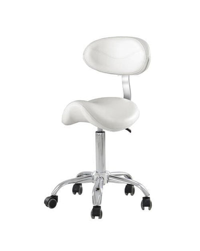 Beauty-Ace Saddle Beauty Salon Swivel Chair with Backrest BA9938 White FF-DPI-TCSTL-9938-WHT