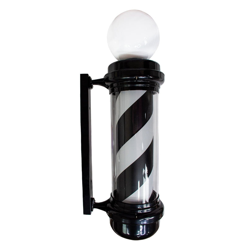 Berkeley 35" Barber Shop Pole With Rotating LED Light (Black & White) Black/White MEI-BBP-337-WHTBLK