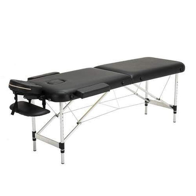 TatArtist Portable Aluminum 2 Sections Massage Table, Tattoo Bed FF-DPI-MTBL-2723-123-BLK