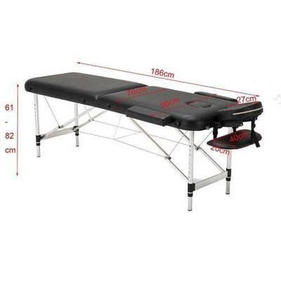 TatArtist Portable Aluminum 2 Sections Massage Table, Tattoo Bed FF-DPI-MTBL-2723-123-BLK