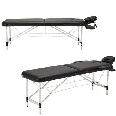 TatArtist Portable Aluminum 2 Sections Massage Table, Tattoo Bed FF-DPI-MTBL-2723-123-BLK