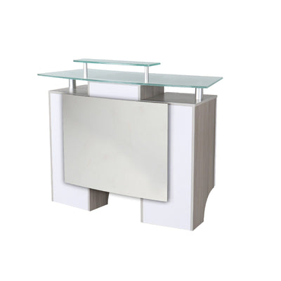 Mayakoba GLASGLOW I Reception Desk White/Light Wood DPI-NRTBL-3313-LGTWDWHT-KIT