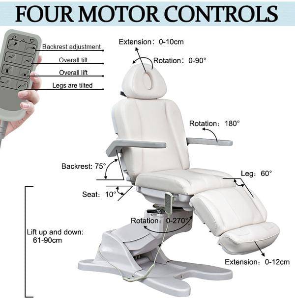 Beauty-Ace 4 Motors Electric Beauty Salon Chair G903 - White Upholstery FF-DPI-FCCHR-G903-WHT