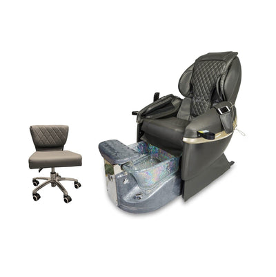 Diva Diva Deluxe Spa Pedicure Chair with Free Pedicure Stool Gun Metal Grey / Coffee / Crystal FF-DIV-SPA-GY