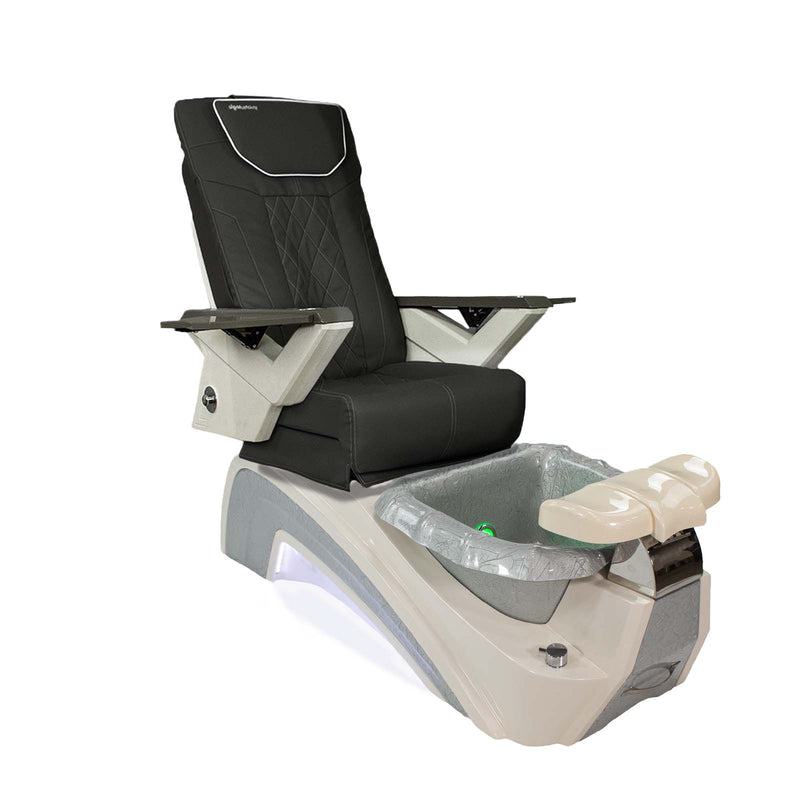 Mayakoba Fedora II Pedicure Spa Chair - Shiatsulogic FX Black FX / White Base with Light Gray Bowl Fedora II AYC-SPA-FEDORA-2-FX9652-001WHLGY-52BLK