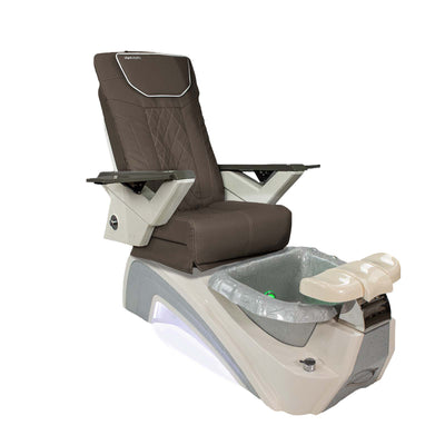 Mayakoba Fedora II Pedicure Spa Chair - Shiatsulogic FX Chocolate FX / White Base with Light Gray Bowl Fedora II AYC-SPA-FEDORA-2-FX9652-001WHLGY-52CHO