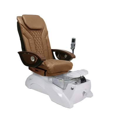 Mayakoba Florence Pedicure Spa Chair - Shiatsulogic EX-R Cappuccino EXR / White and Crystal Florence AYC-SPA-FLORENCE-EX-033WH-16VCPO