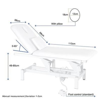 Beauty-Ace 2 Section Adjustable Electric  Beauty Beds/Massage Table with 2 Motors (White) BA8231 FF-DPI-FCCHR-8231-WHT