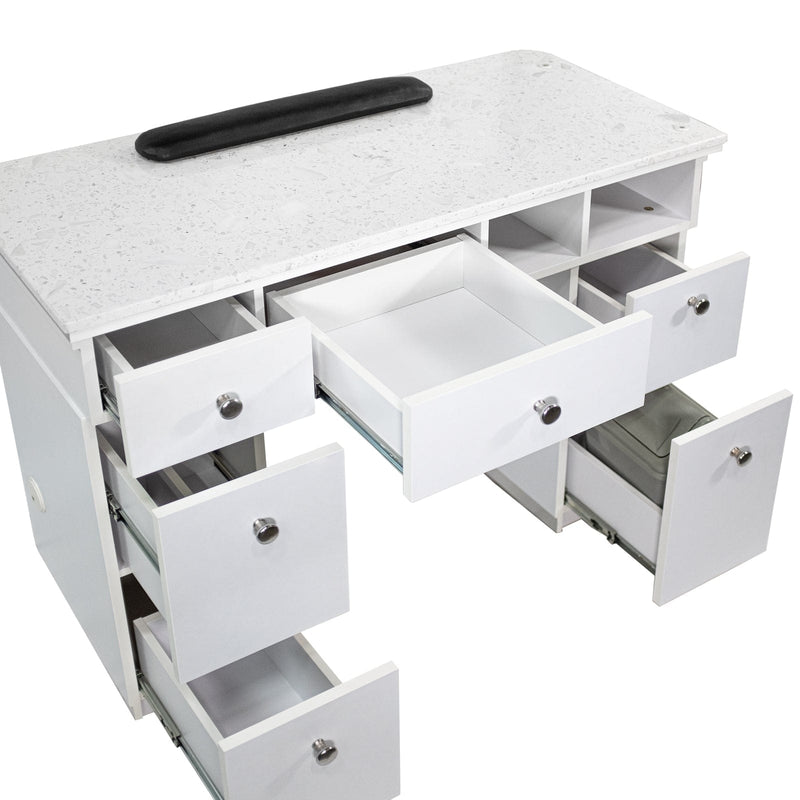 Mayakoba NAPA Manicure Table (White & Silver)