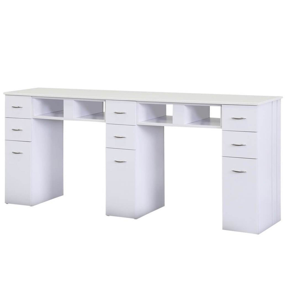 J&A KM Manicure Nail Table - Double White Granite Top