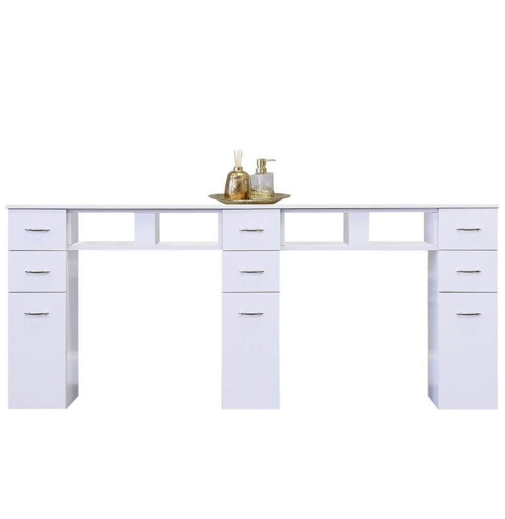 J&A KM Manicure Nail Table - Double White Granite Top