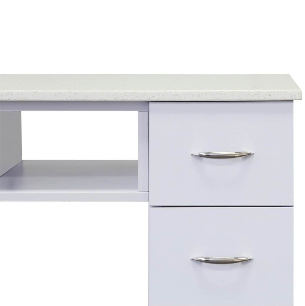 J&A KM Manicure Nail Table - Double White Granite Top