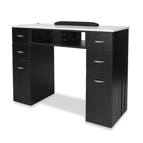 J&A KM Manicure Nail Table - Single White Granite Top