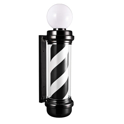 Berkeley 35" Barber Shop Pole With Rotating LED Light (Black & White) Black/White MEI-BBP-337-WHTBLK