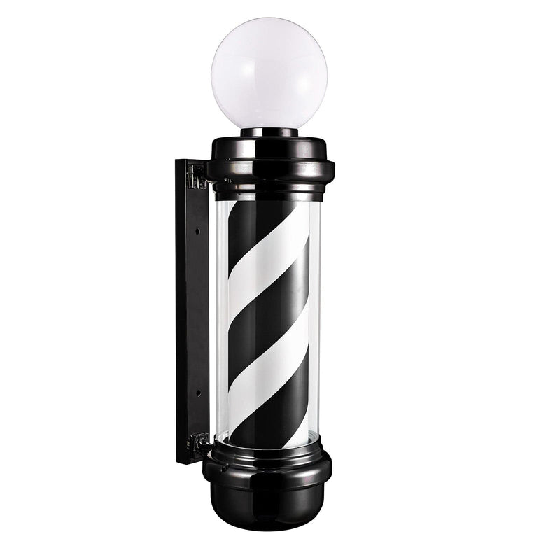 Berkeley 35" Barber Shop Pole With Rotating LED Light (Black & White) Black/White MEI-BBP-337-WHTBLK